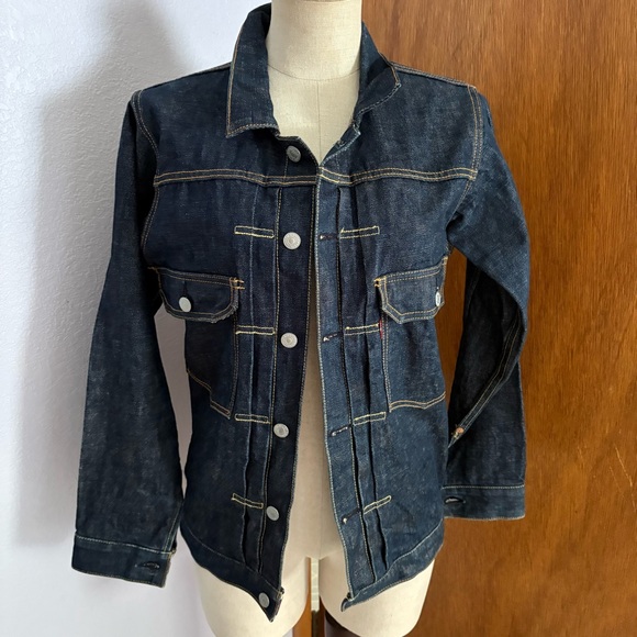 LEVIS x ORIGINAL FAKE sz S 38 Blue Denim Jacket Jeans XX Print Chomper Kaws - Picture 1 of 14